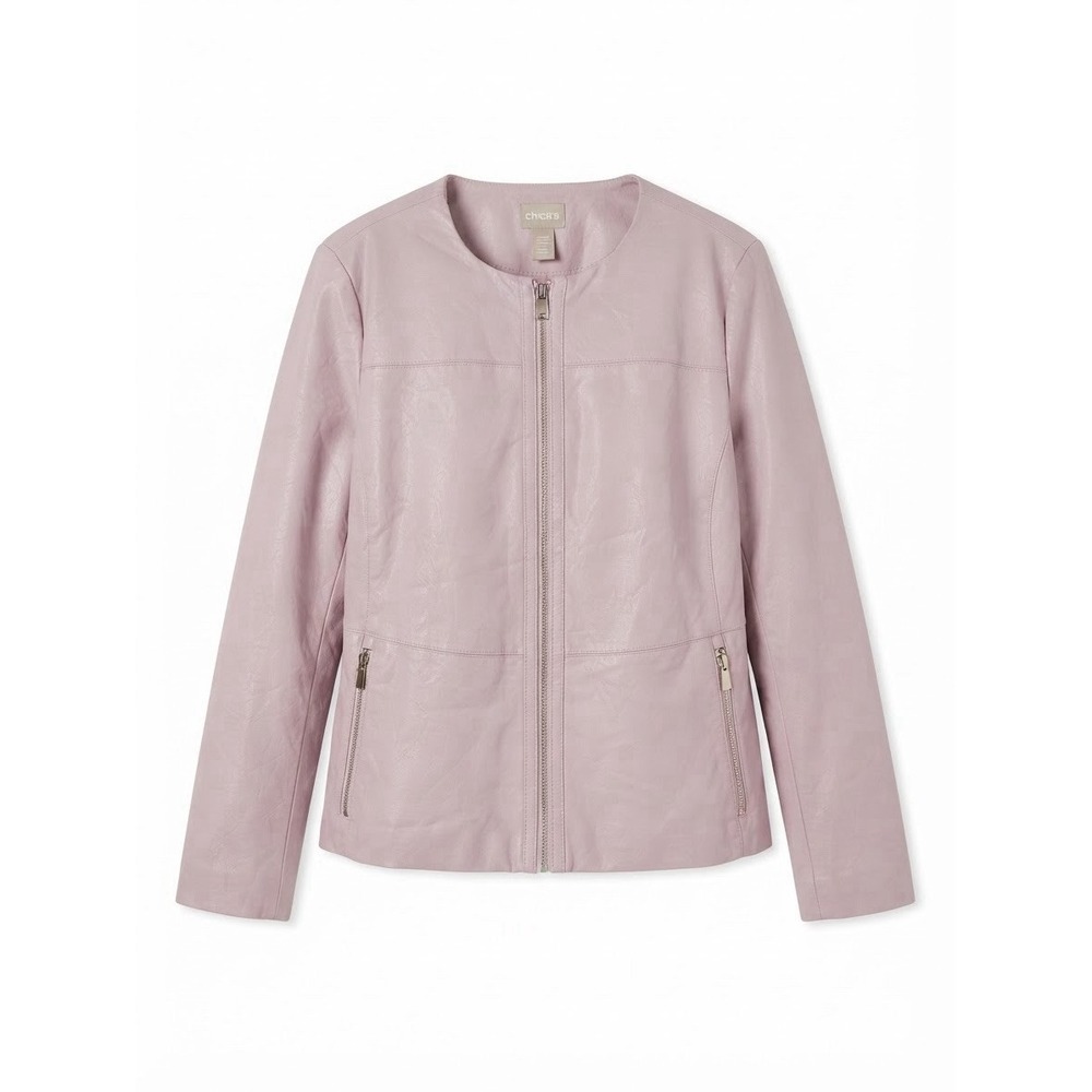 Chicos L Petite Jacket Blazer Pink New Work Office Formal Business Zip
